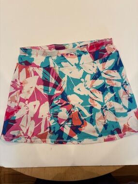 T by Talbots Multicolor Teal Pink Lime Abstract Skort skirt-large-tennis-golf